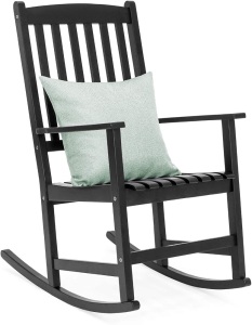 Traditional Wooden Rocking Chair w/Slatted Seat and Backrest 