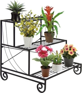 Lot of (2) 3 Tier Metal Plant Stand Shelf 