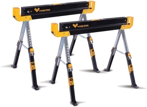 Adjustable Height Steel Sawhorse, 1300 lb. Capacity, Two Pack 