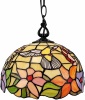 Tiffany Style Hanging Pendant Lamp 12" Wide Stained Glass Shade Hummingbird Floral