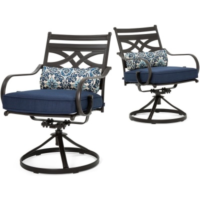 Hanover Montclair Set of 2 Swivel Rockers in Navy Blue