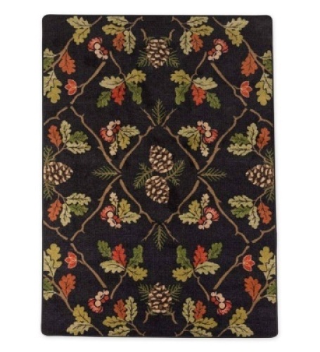 Oakwood Pine Cone and Oak Leaf Rug, 3'10" x 5'4" - Appears New