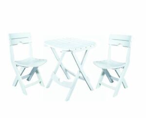 Adams Manufacturing Quik Fold Café Set, White