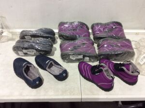 Lot of (3) Cold Weather Shoes, Navy, Size 37 & (5) Cold Weather Booties, Purple, Size 35