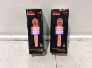 Lot of (2) Handheld KTV Wireless Microphone Hi-fi Speaker 