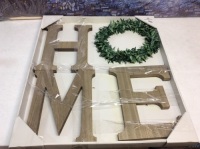 Bee and Willow Home Wood Wall Sign with Wreath, 21.75" x 25" - Appears New