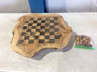 OLIVIEU Wood&nbsp;Chess Board with Drawers&nbsp;- Missing Some Pieces