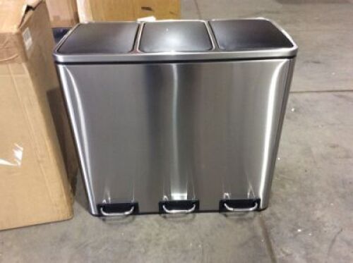 OKVAC 14.3 Gallon Pedal Step Trash Can with Plastic Inner Buckets & Carry Handles