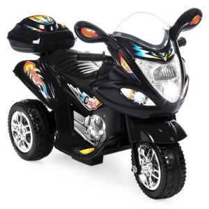 6V Battery Powered 3-Wheel Motorcycle Ride On Toy w/ LED Lights, Music, Horn, Storage  
