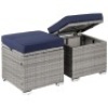 Set of 2 Wicker Ottomans, Multipurpose w/ Removable Cushions, Steel Frame&nbsp;