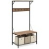 3-Tier Entryway Coat Shoe Rack Bench Hall Tree w/5 Hooks,&nbsp;71x39in