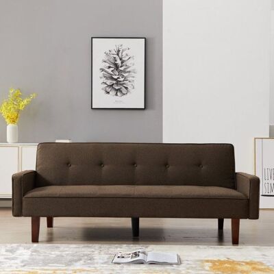 Twin Size Brown Fabric Sofa Bed