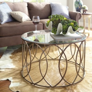 Pier1 Elana Glass Top Coffee Table in Bronze. NEW