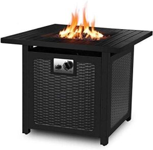 femor 30″ Propane Gas Fire Pit, 50,000 BTU Auto-Ignition Fire Bowl with Waterproof Firepit Table Cover & Lava Rock