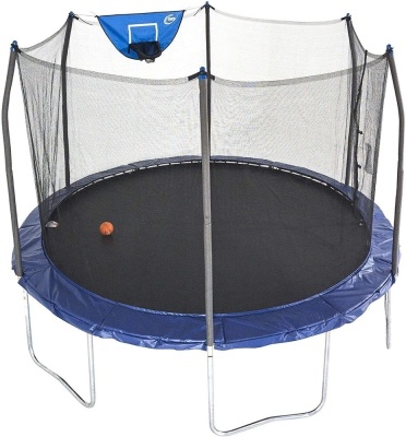 Skywalker Trampolines 12-Foot Jump N’ Dunk Trampoline with Enclosure Net - Basketball Trampoline