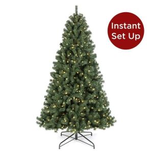 12' Pre-Lit Instant No Fluff Artificial Spruce Christmas Tree w/ Memory Branches