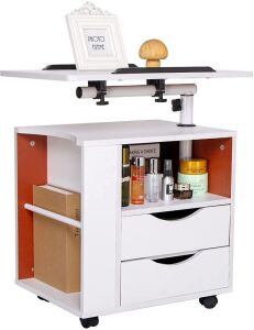 YEZHU Bedside Table with Lift Top, Drawers and Magazine Holder 