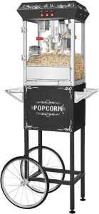 Great Northern Popcorn Black 8 oz. Foundation Vintage Style Popcorn Machine and Cart