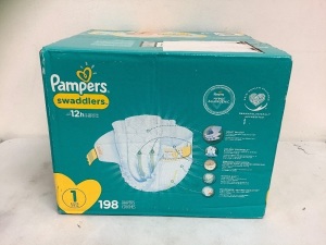 Box of 198 Pampers Swaddlers Size 1, Appears new, Sold as is