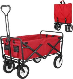 HEMBOR Collapsible Utility Wagon with Rubber Wheels and Brake Wheels