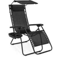 Folding Zero Gravity Recliner Lounge Chair w/ Canopy, Cup Holder. Appears New