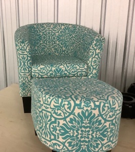 Modern Contemporary Linen Upholstered Barrel Accent Chair Furniture Set