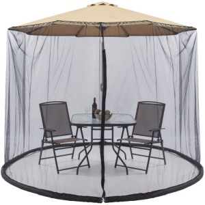 Adjustable Bug Net Accessory for Patio Umbrella w/ Zippered Door, 9ft 