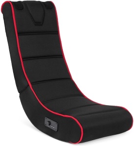 Padded Fabric Foldable Armless Rocking Curved Floor Gaming Chair w/ Integrated Audio Speakers System, Headphone Jack, Velcro Straps