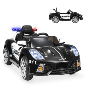 12V 2-Speed Kids Police Sports Car Ride On w/ AUX Port, Parent Control, Working Intercom 