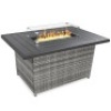 Wicker Propane Fire Pit Table, 50,000 BTU w/ Glass Wind Guard, Cover,&nbsp;52in&nbsp;