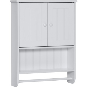 Bathroom Wall Storage Organization Cabinet w/ Double Doors, Towel Bar 