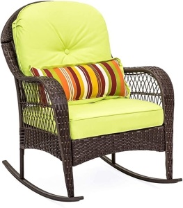 Outdoor Wicker Rocking Chair w/Weather-Resistant Cushions