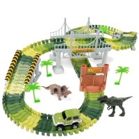 142-Piece Kids Big Robot Dinosaur Figure Racetrack Toy Play Set w/ Battery Operated Car. Appears New