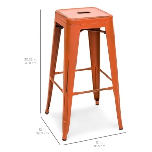 Set of 2 Modern Distressed Counter Height Bar Stools 