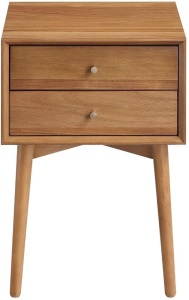 Nathan James Harper Mid-Century Oak Wood Nightstand with 2-Drawers 