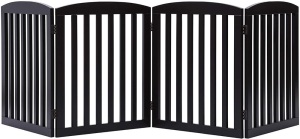 PAWLAND 24" Wooden Freestanding 4-Panel Foldable Pet Gate 