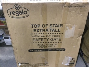 Regalo Top of Stair Extra Tall Metal Walk-Through Safety Gate 