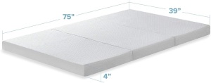 Best Price Mattress 4 Inch Trifold Memory Foam Mattress Topper with Cover, Twin 