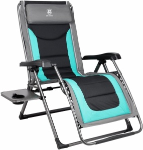 EVER ADVANCED Oversize Zero Gravity Padded Patio Lounger Chair with Adjustable Headrest Support 350lbs  