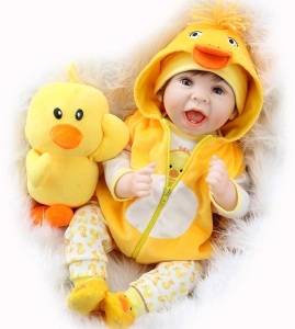 Aori 22" Lifelike Realistic Weighted Reborn Baby Doll with Yellow Clothes and Duck Toy  