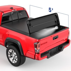 MOSTPLUS 5FT 3 Fold Soft Tonneau Cover For 2016-2021 Toyota Tacoma Truck Bed 