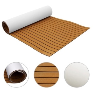 VEVOR 94.5X47 inch EVA Foam Faux Teak Non-Slippery Self-Adhesion Decking Sheet