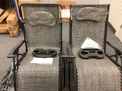 Set of 2 Adjustable Zero Gravity Patio Chair Recliners w/ Cup Holders