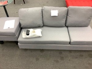 Linen Sectional Sofa Couch w/ Chaise Lounge, Reversible Ottoman Bench