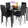 5-Piece Dining Table Set w/ Glass Top, Leather Chairs - Missing Hardware