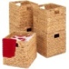 Set of 5 Collapsible Hyacinth Storage Baskets w/ Insert Handles. Appear New