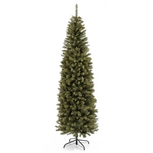 7.5ft Premium Hinged Fir Pencil Artificial Christmas Tree w/ Foldable Stand, Easy Assembly