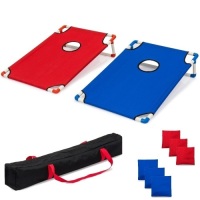 Lot of (25)&nbsp;Portable PVC Framed Foldable Cornhole Set w/ Carrying Case and 6 Bean Bags - Red/Blue. Appear New. You are bidding on 25 x the money
