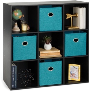 9-Cube Bookshelf Storage Display w/ 3 Removable Panels, Customizable Design