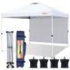 TACKLIFE 10&times;10ft Outdoor Lightweight Instant Pop up Canopy with Attached Sidewalls Wind Vent Carrying Bag